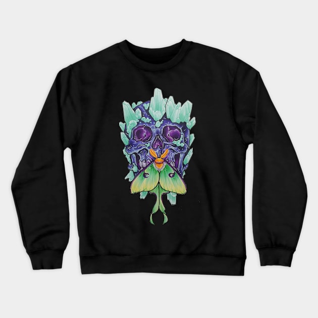 Luna Crystal Skull Crewneck Sweatshirt by NinjaSquirell